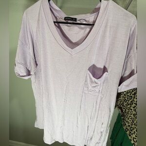 Miholl Lavender V-Neck Short Sleeve Tee